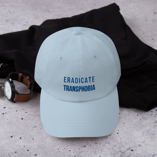 Eradicate Transphobia Baseball Hat in Blue