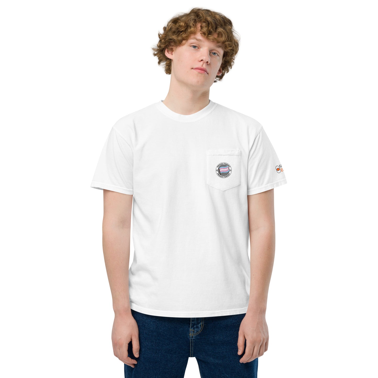 Proud Trans Parent | Unisex garment-dyed pocket t-shirt in white