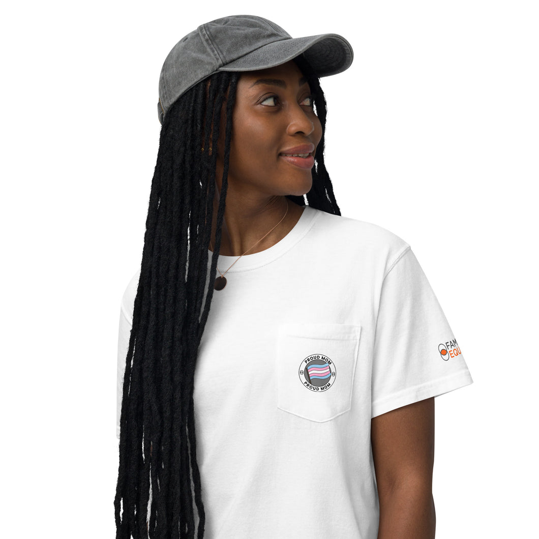 Proud Trans Mom | Unisex garment-dyed pocket t-shirt in white