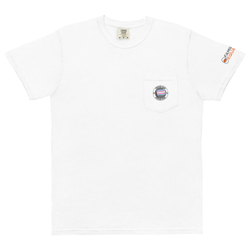 Proud Trans Dad | Unisex garment-dyed pocket t-shirt in white