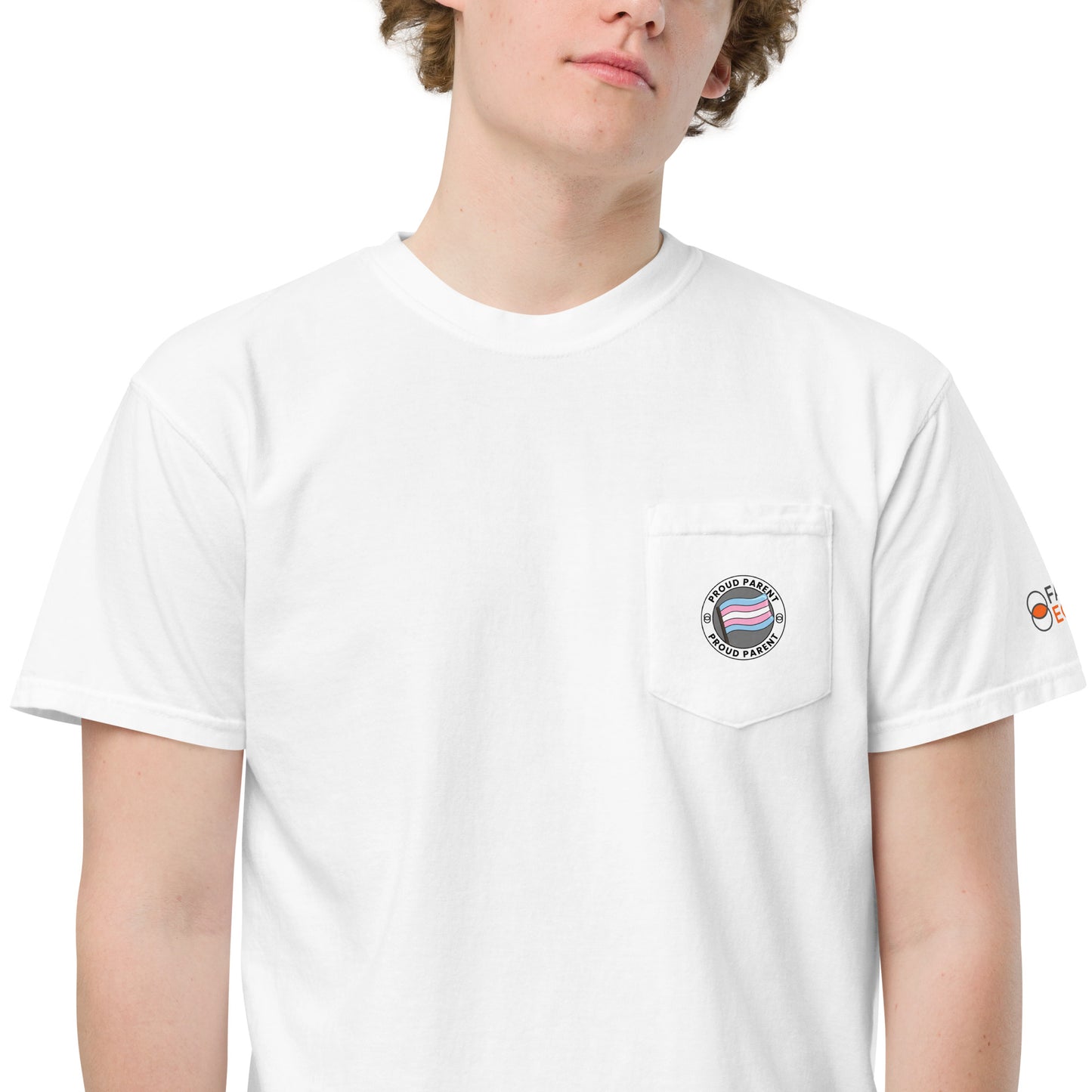 Proud Trans Parent | Unisex garment-dyed pocket t-shirt in white